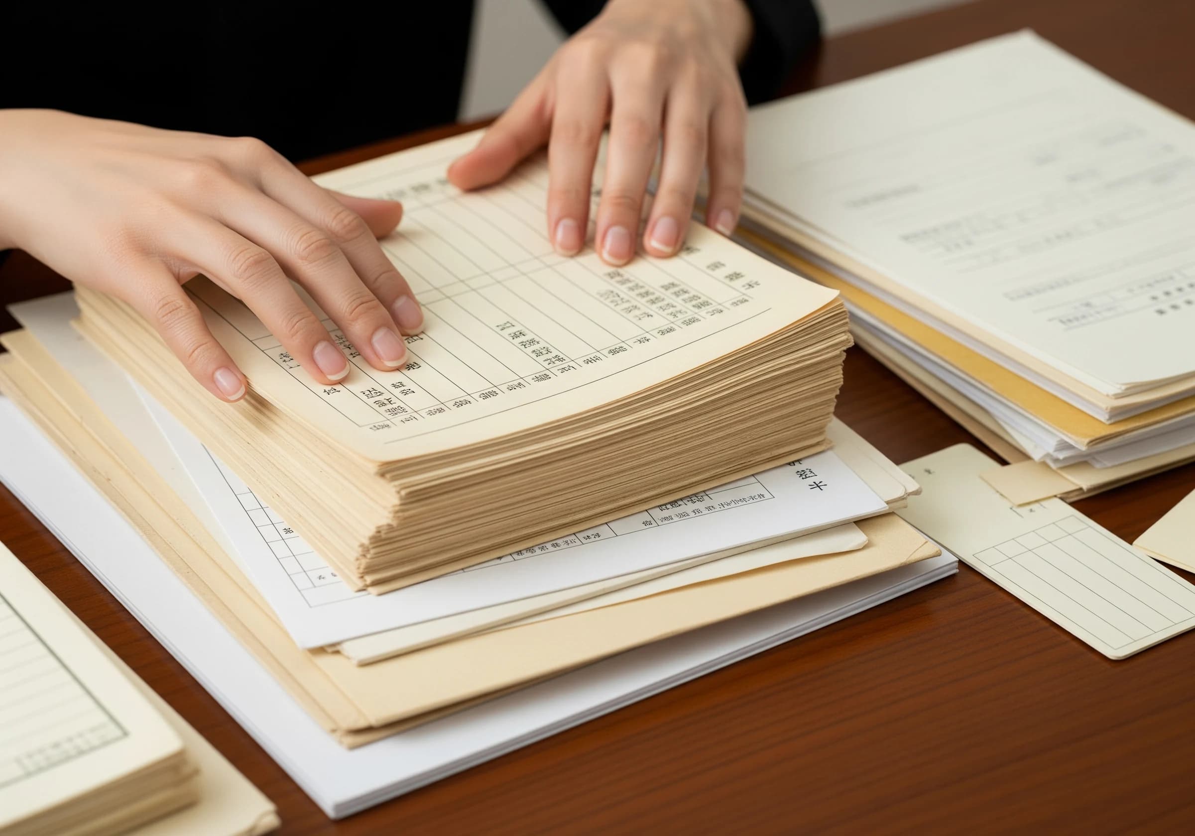 相続関連の書類を整理する様子